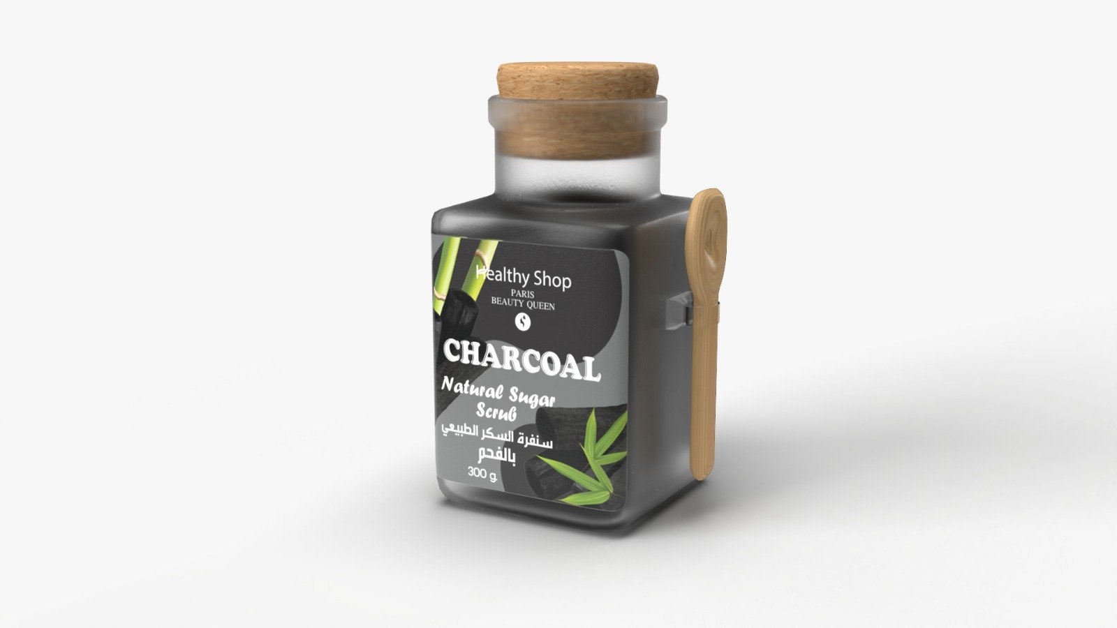 Healthy Shop Natural sugar scrub 300g Charcoal